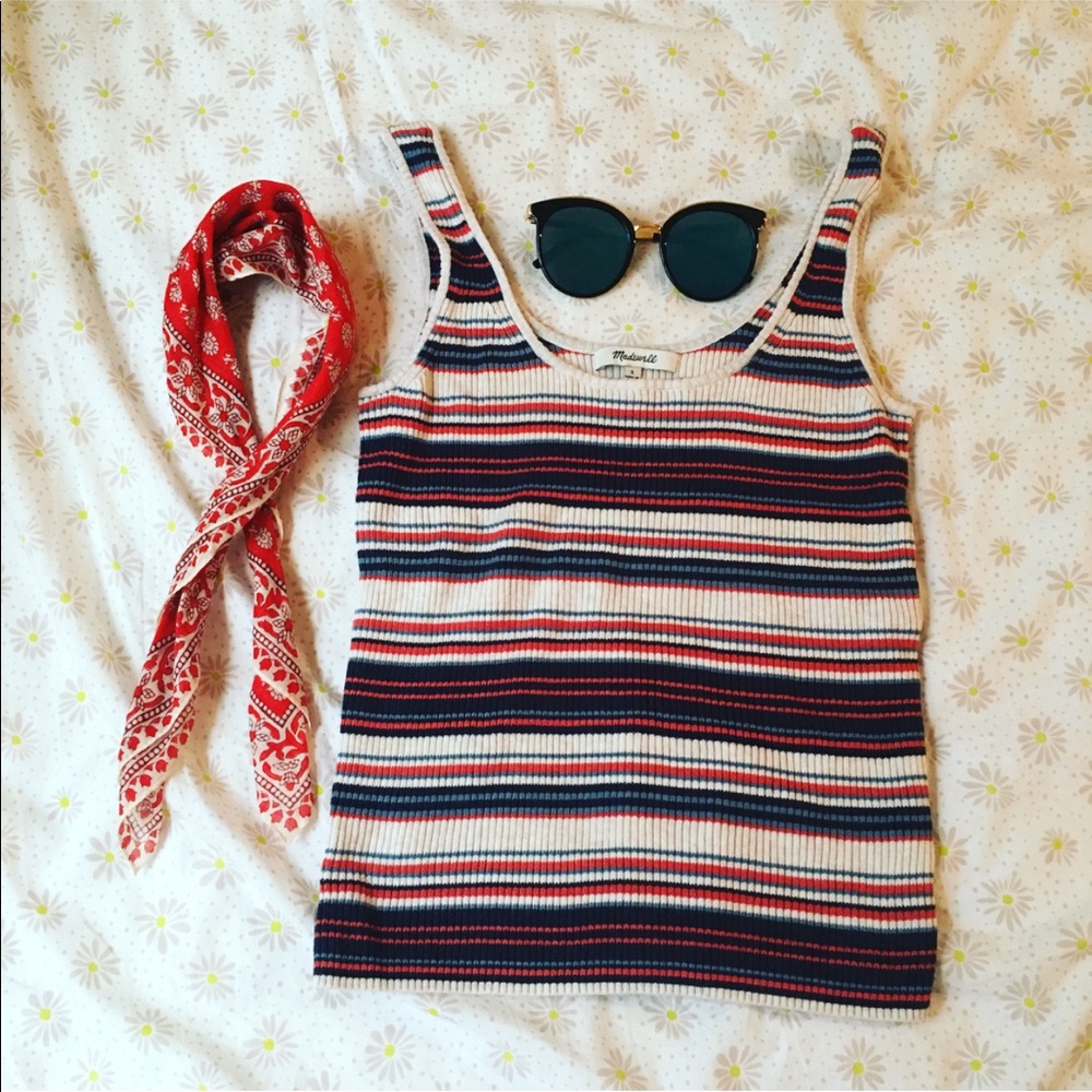 Madewell ribbed sweater tank in striped